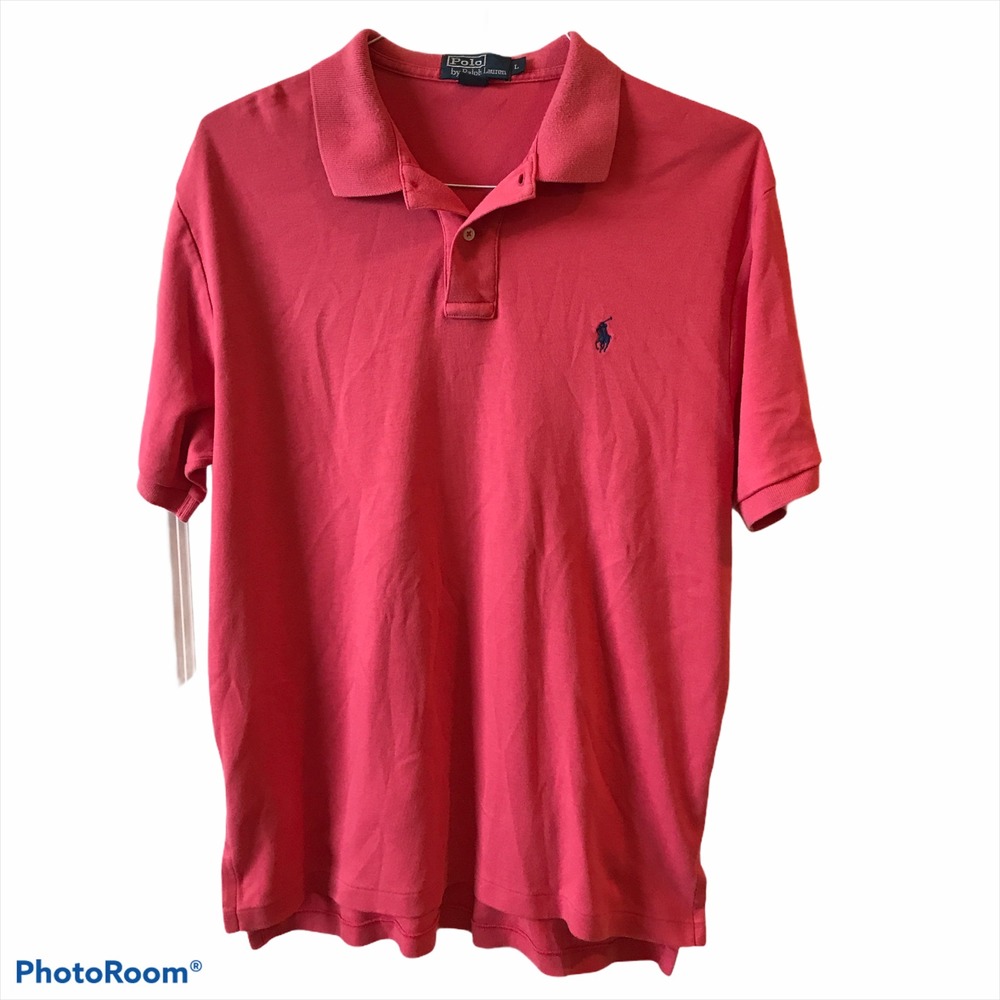Polo Ralph Lauren Polo Shirt Size L Red Excellent Short Sleeve Pique Cotton